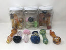 Jar of Hand pipes Assorted Sizes Styles and Colors